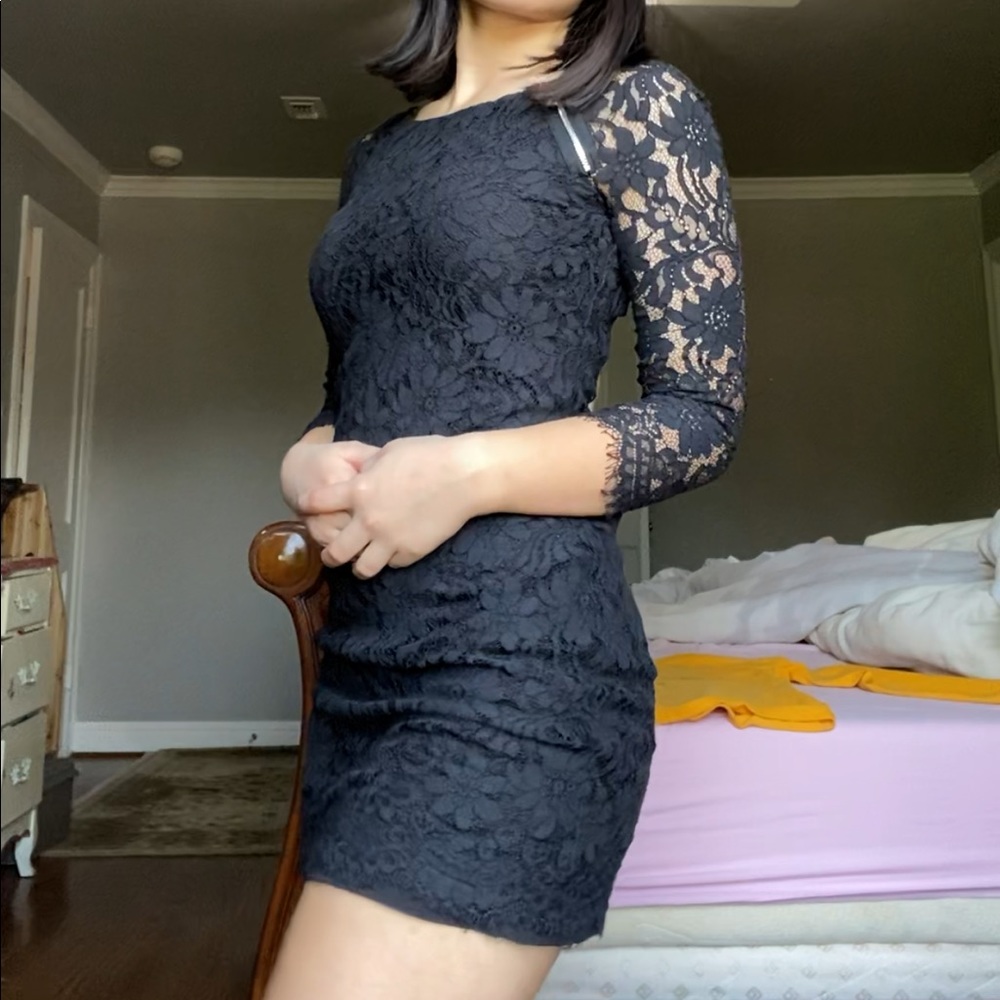 Navy lace dress from Armani exchange
